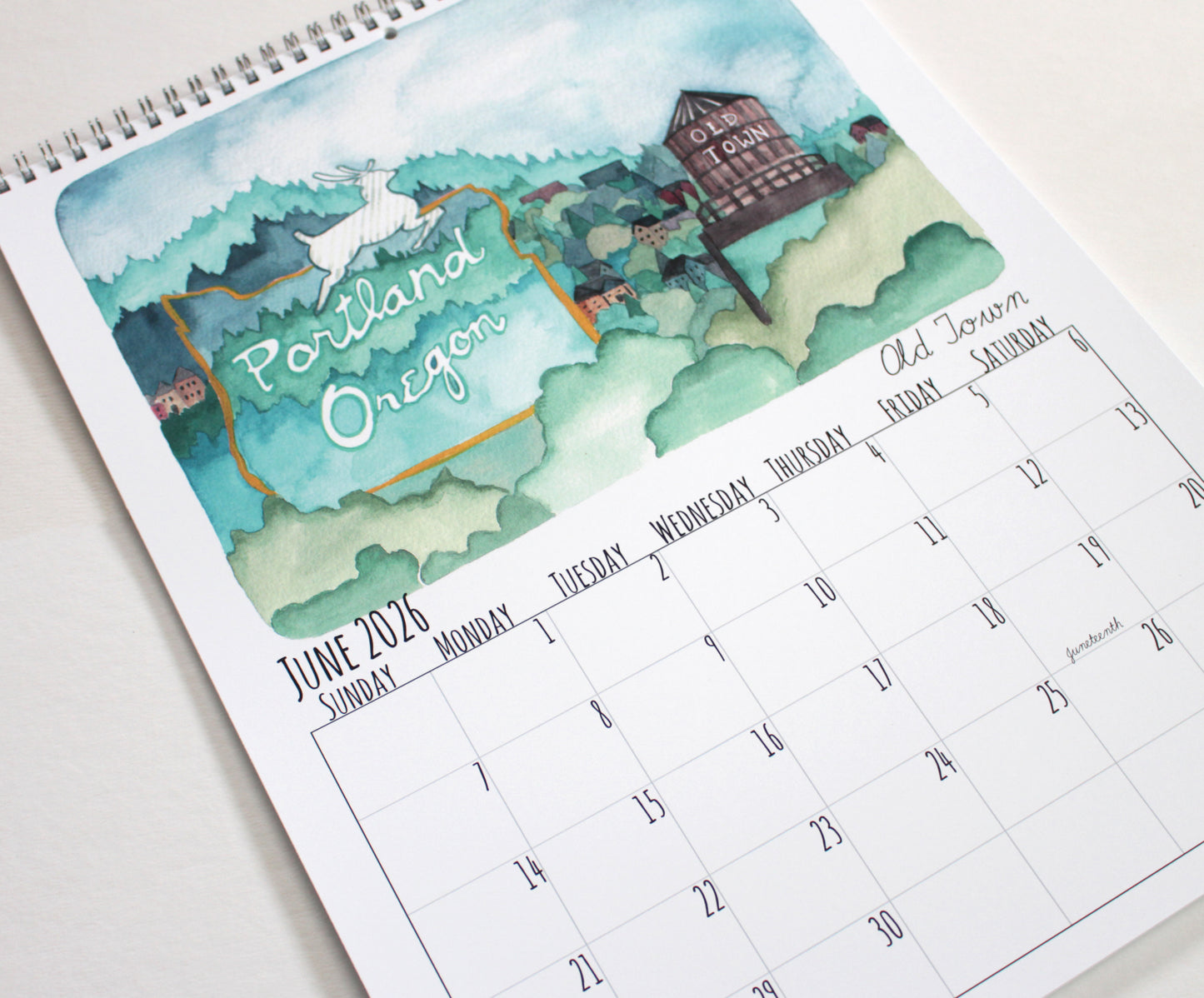 2026 Illustrated Oregon Wall Calendar
