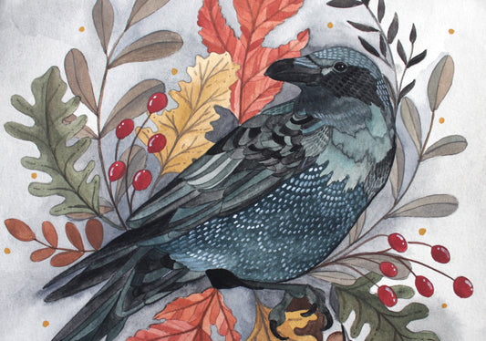 Original Crow Gouache Painting