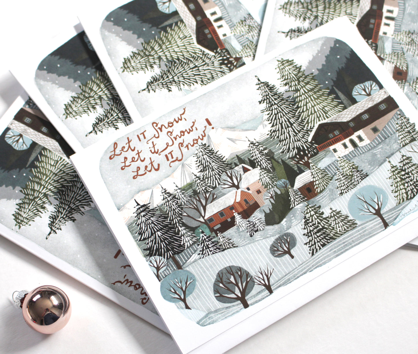 Set of illustrated Holiday Cards - Let it Snow, Let it Snow, Let it Snow!