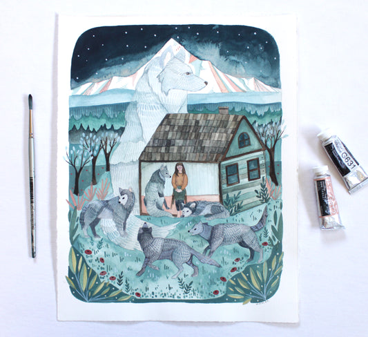 Original Painting - Wolves at the Door