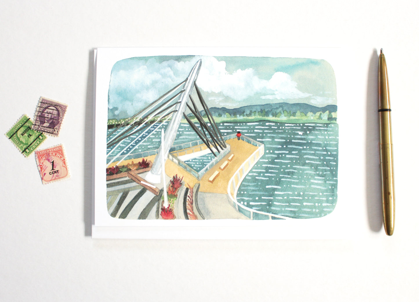 Vancouver, Washington Blank Greeting Card - Grant Street Pier