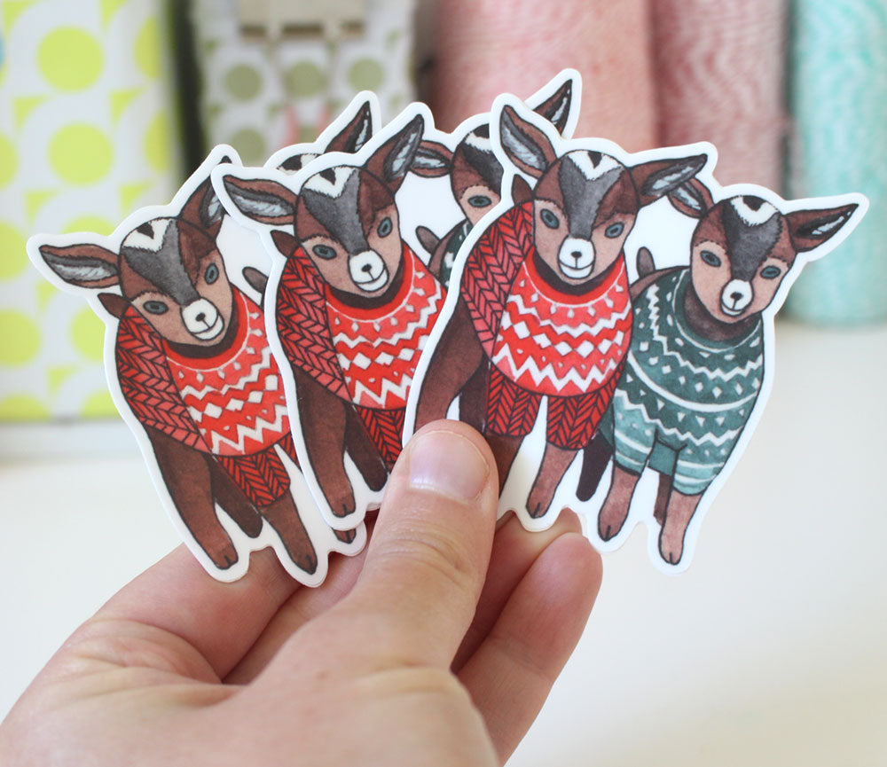 Set of Three Baby Goats in Sweaters Stickers