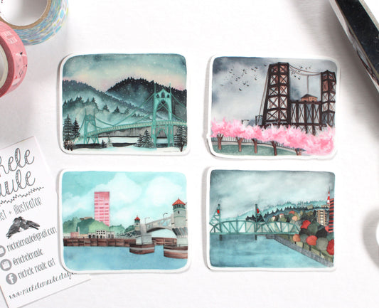 Set of Four Portland Bridge Stickers