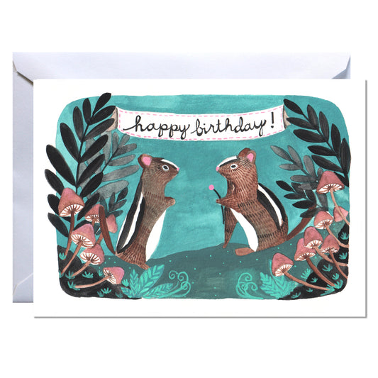 Birthday Card - Chipmunks