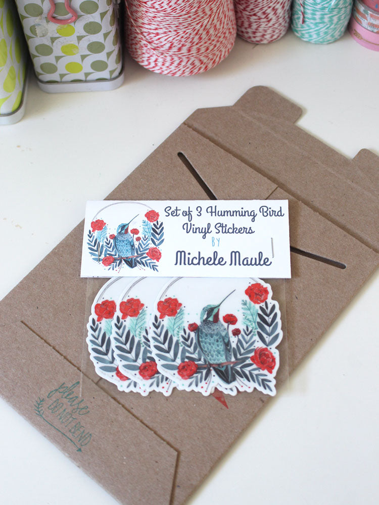 Set of Three Humming Bird Stickers