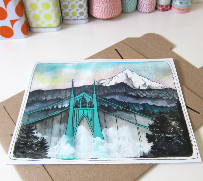 St Johns Bridge with Mt Hood - 8x10" Print