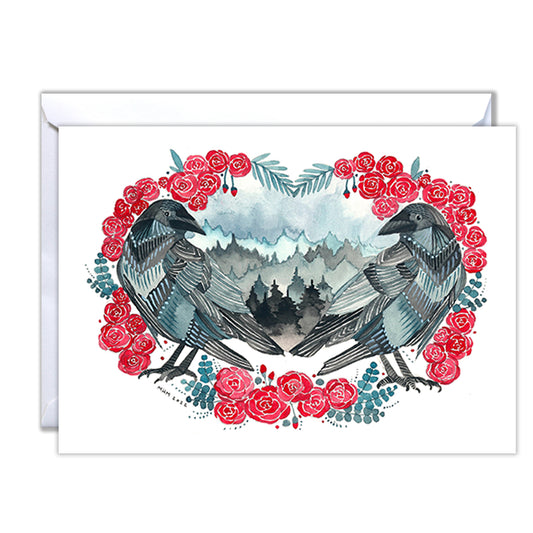 Crows and Roses Greeting Card