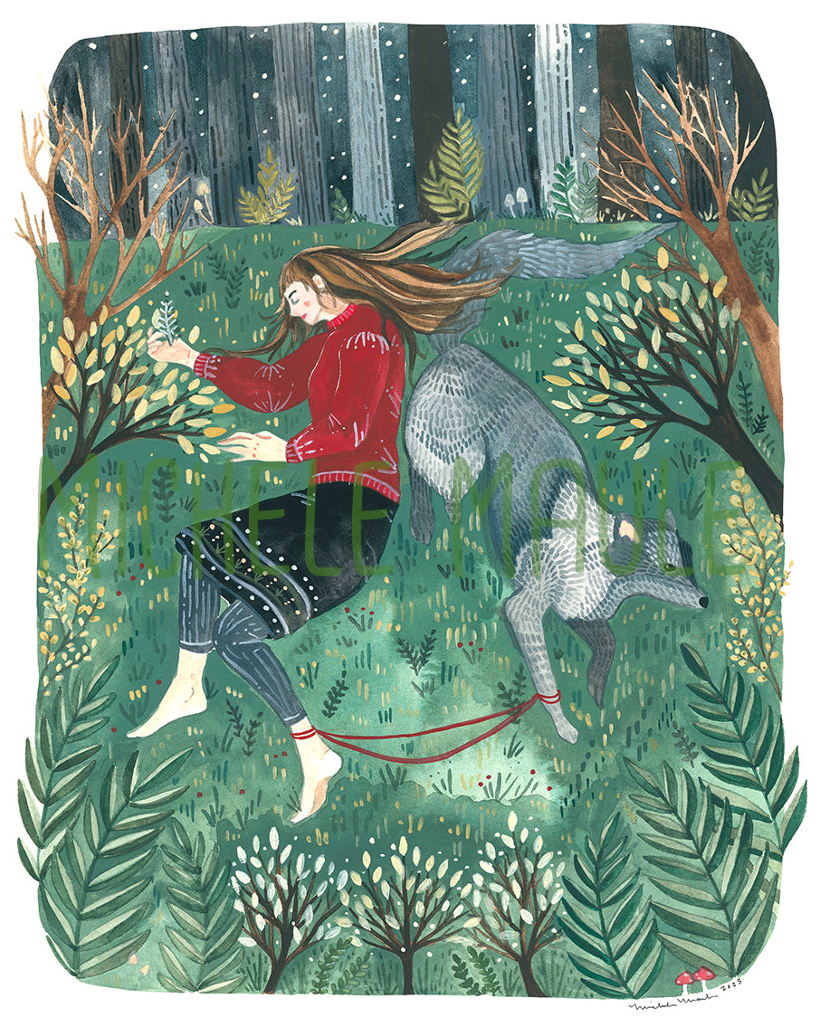 11x14 Print - Girl with Wolf