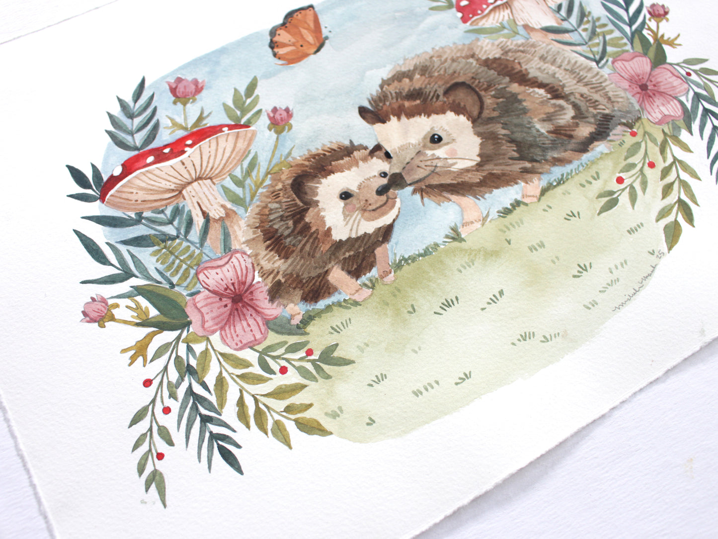 Original Gouache Painting - Little Hedgehogs