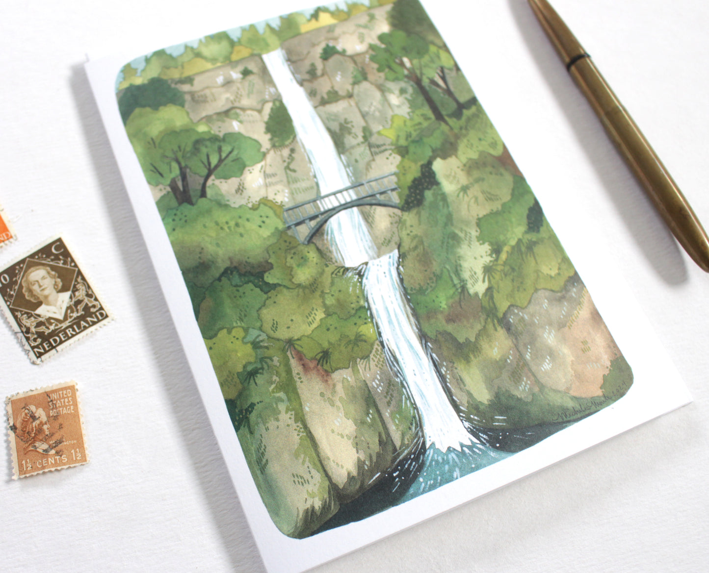 Greeting Card - Multnomah Falls