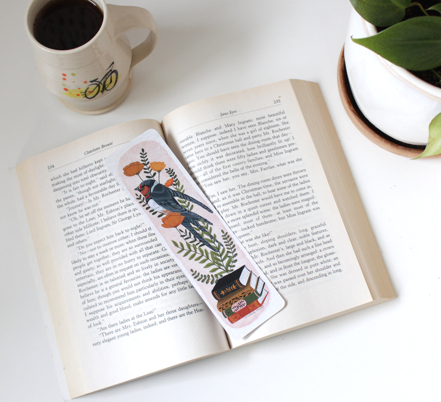 Hand-Drawn Blue Bird Illustration Bookmark - Unique Gift Idea