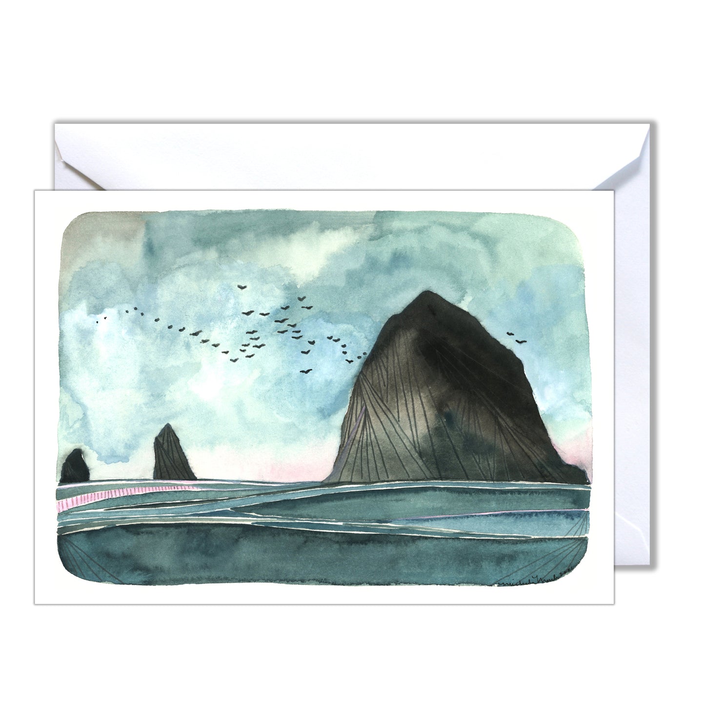 Blank Oregon Greeting Card - Haystack Rock