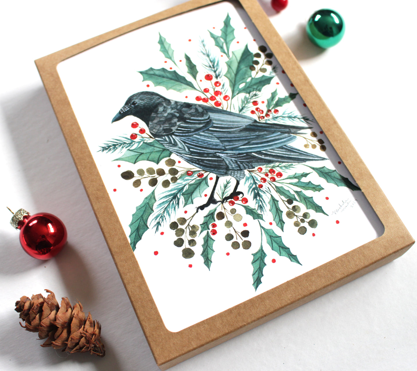 Set of Illustrated Crow Holiday Cards - Crow Holiday