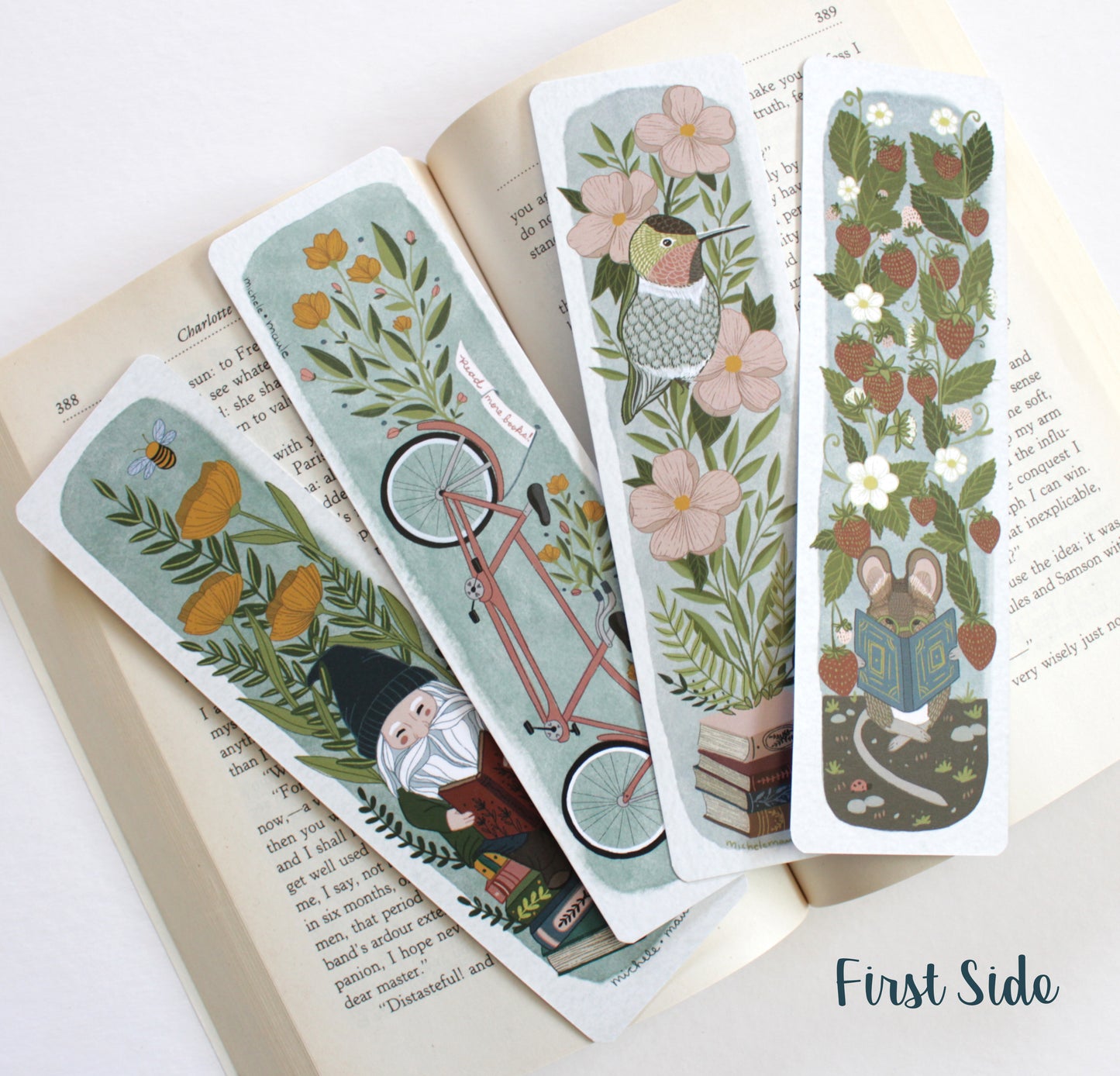 Set of Four Illustrated Bookmarks
