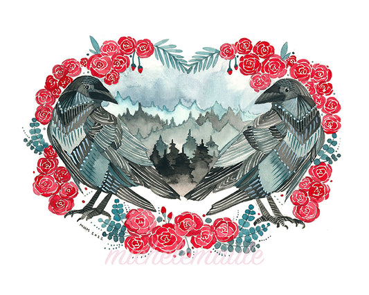 8x10 Print - Crows and Roses