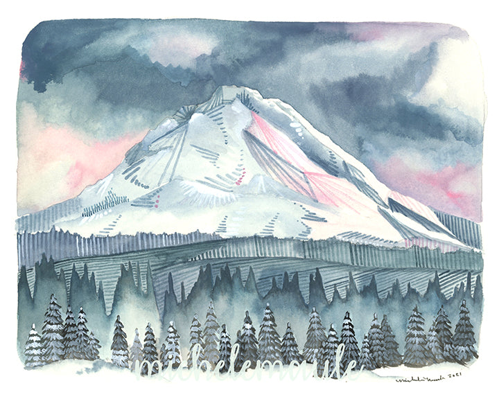 8x10 Mt Hood Print - Mt Hood in Pinks and Blues