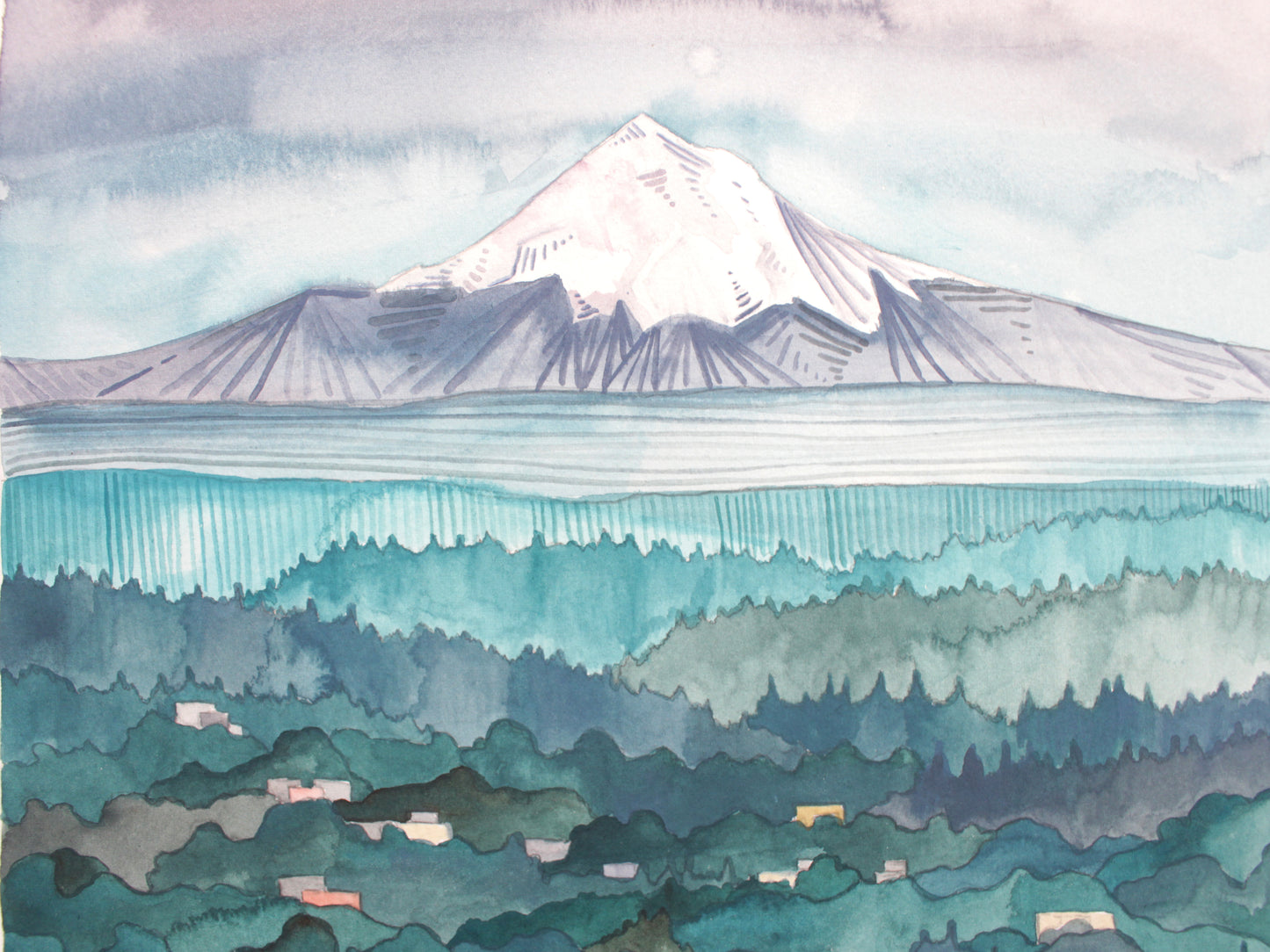Original Watercolor Painting - Portland Skyline