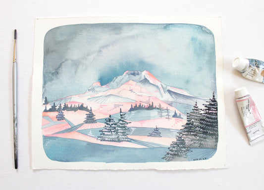 Original Mt Hood Watercolor Painting
