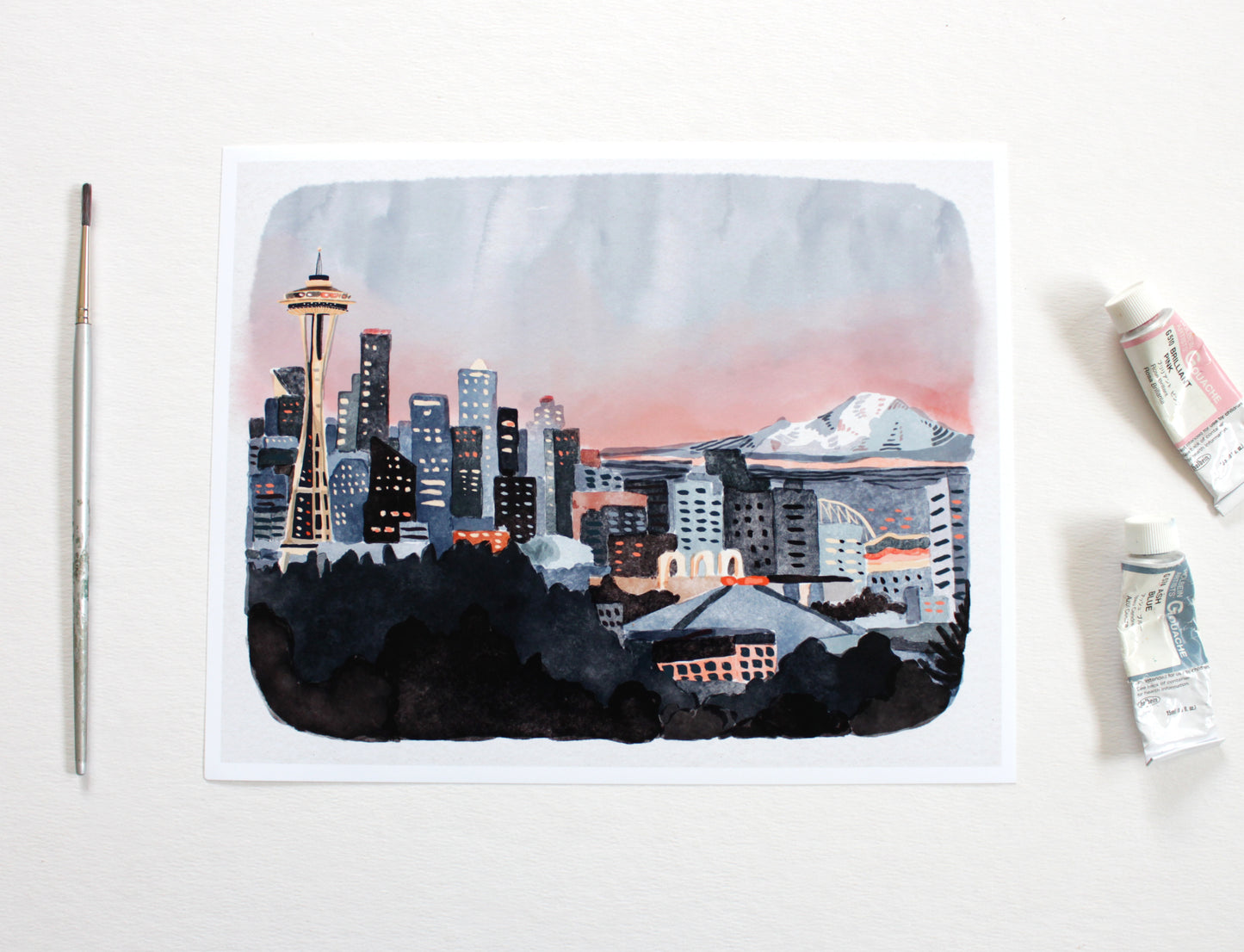 8x10" Seattle Washington Skyline Print