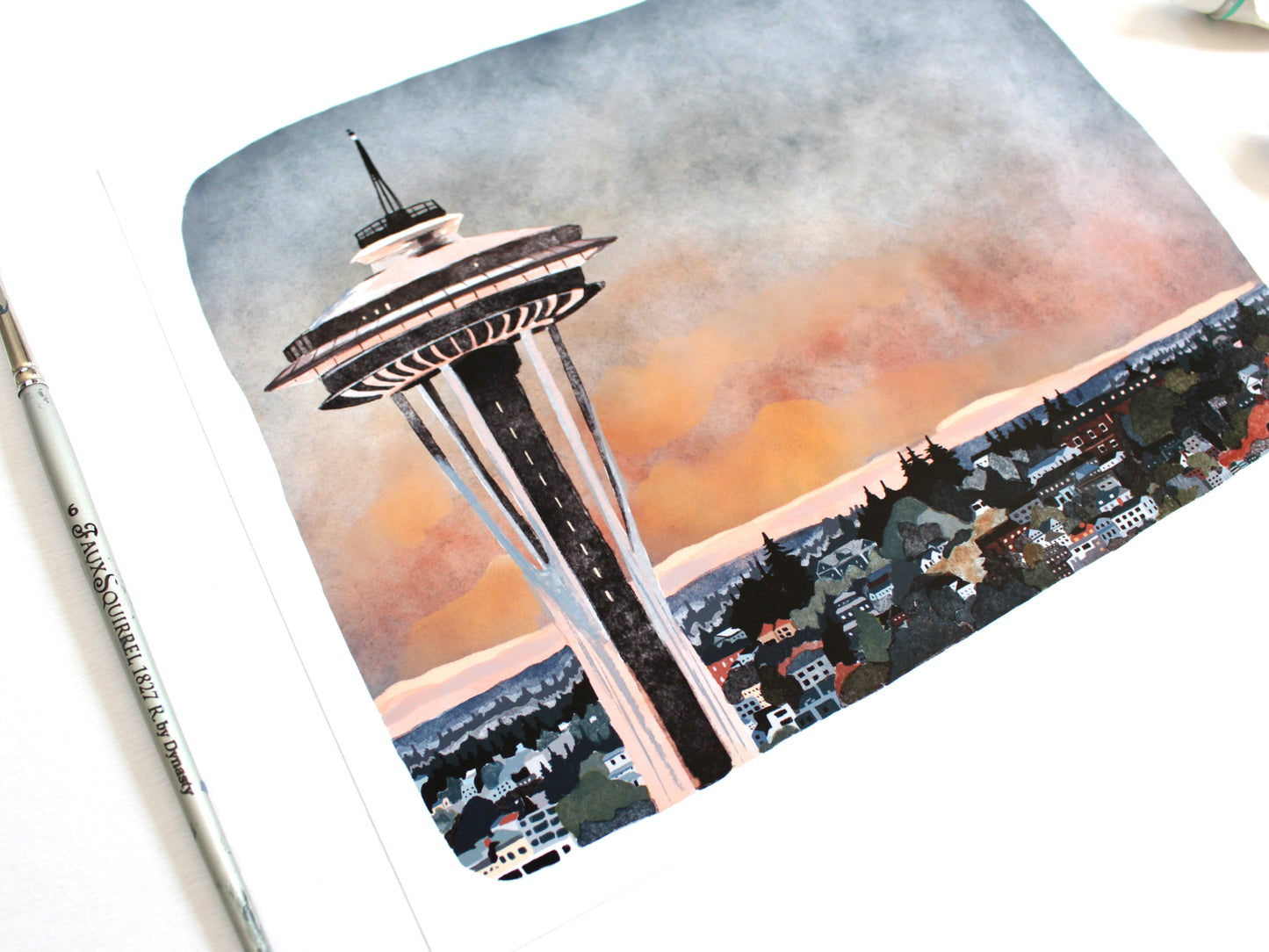8x10" Print - Seattle Space Needle Sunset